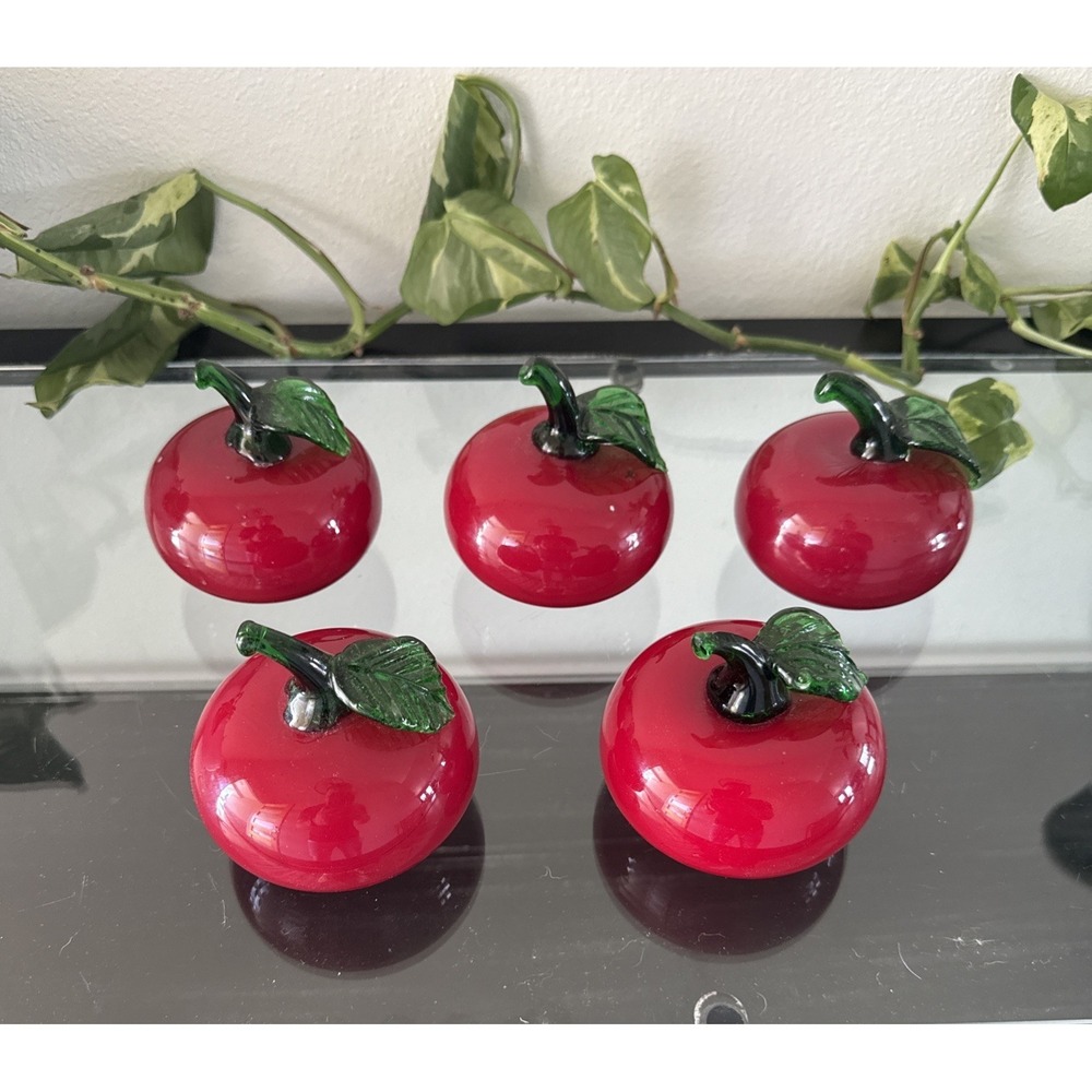 Hand Made Blown Glass Red Tomato Paperweight Five‎ Available